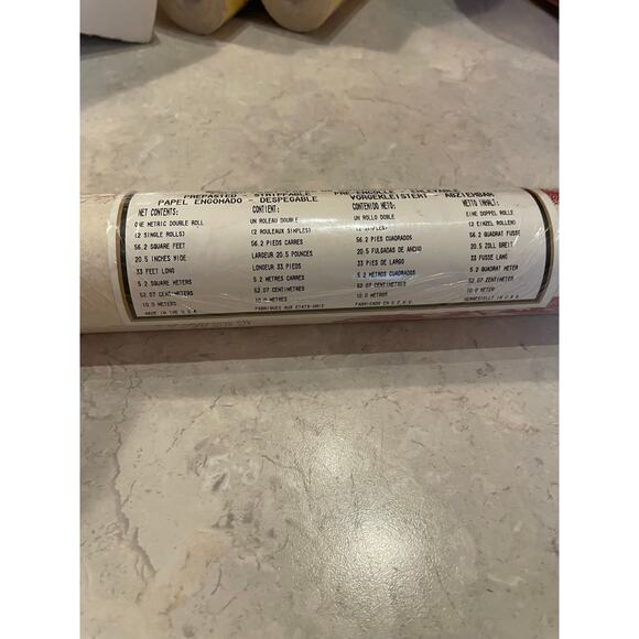 Vintage Bunny Toile Cream W Red Rabbits & Botanicals Prepasted  Double Roll USA - Picture 5 of 12